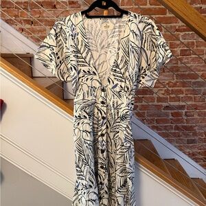 Marine Layer Black and White Botanical a-line Dress